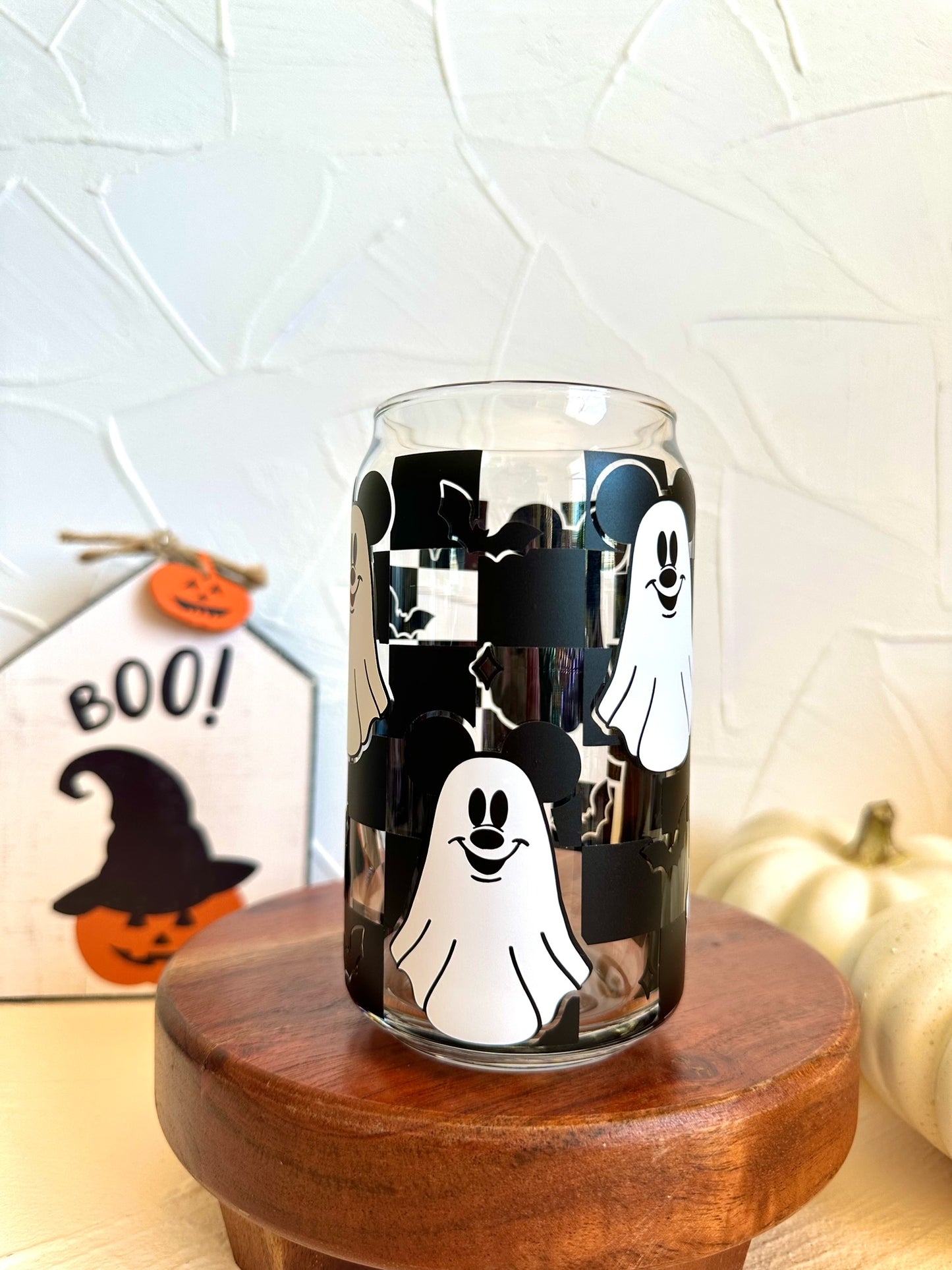 Mickey ghost checkered glass