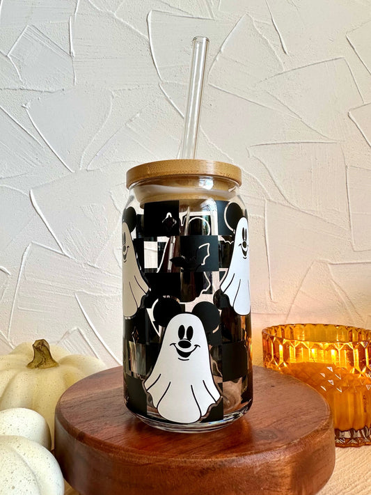 Mickey ghost checkered glass