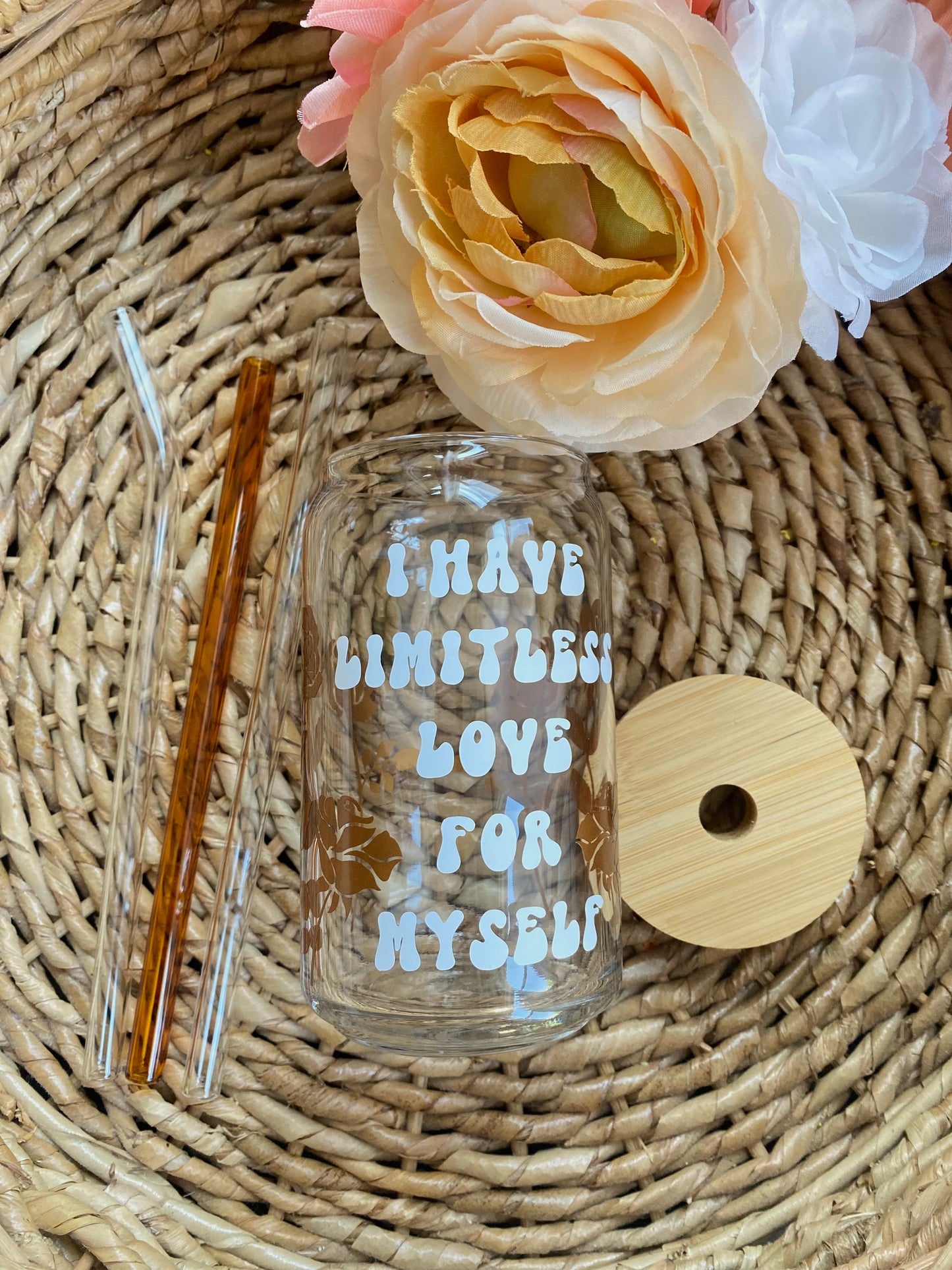 Roses affirmation glass