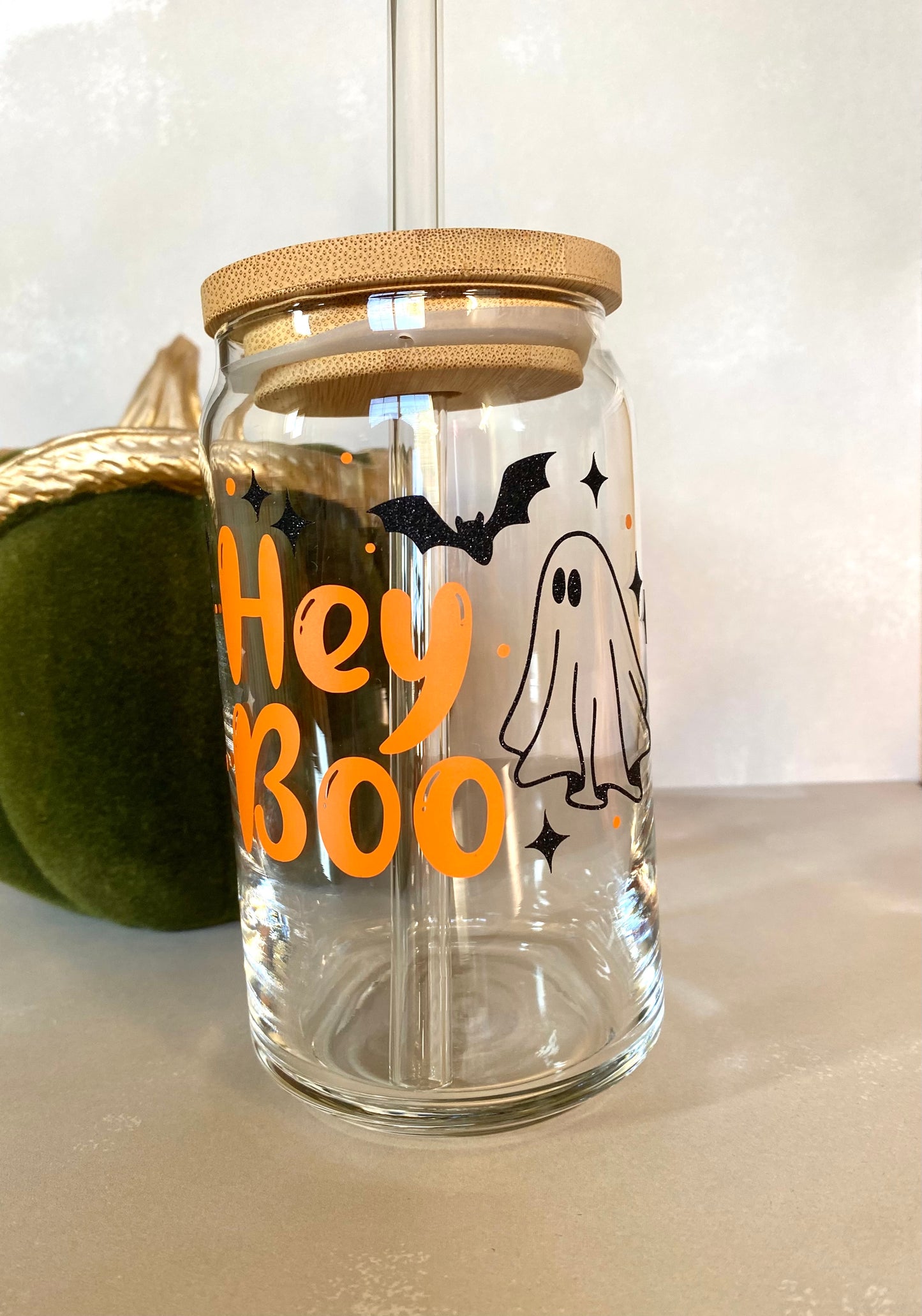 "Hey Boo" Ghost glass