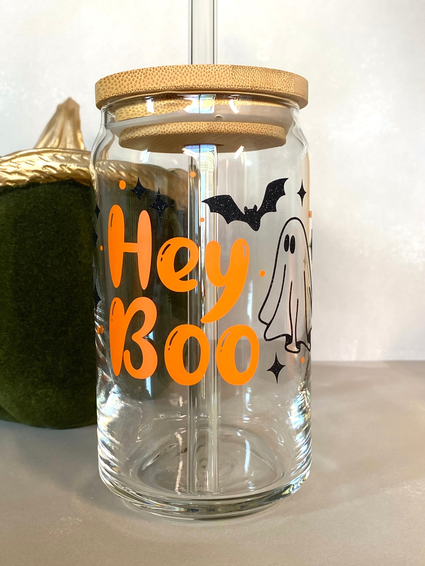 "Hey Boo" Ghost glass